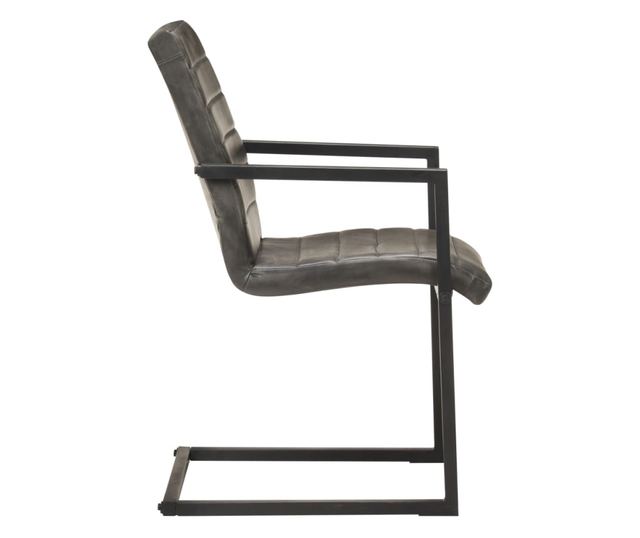 Konzolne kuhinjske stolice, 6 kom., siva, prirodna koža