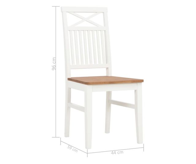 Kuhinjske stolice, 2 kom., bijele, masivno hrastovo drvo