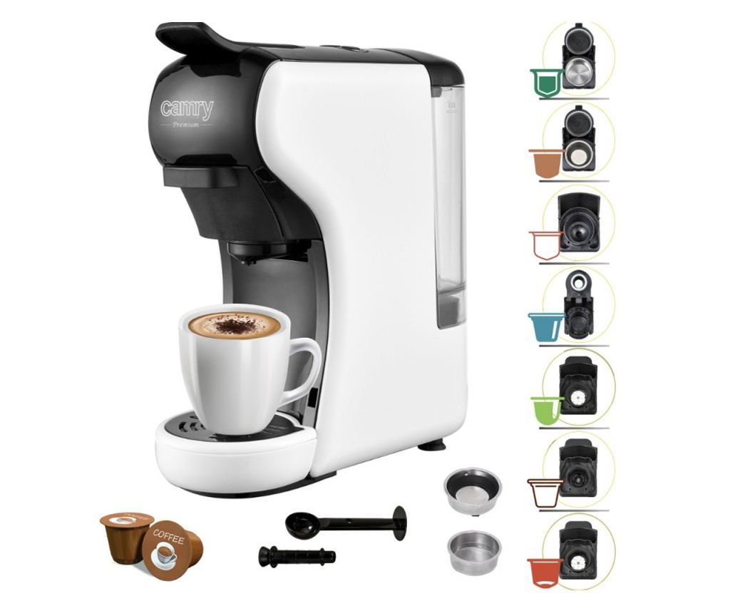 Espressor pentru cafea măcinată și capsule 9in1 Camry CR 4414, 3000W, 19 bar, Negru/alb - 9