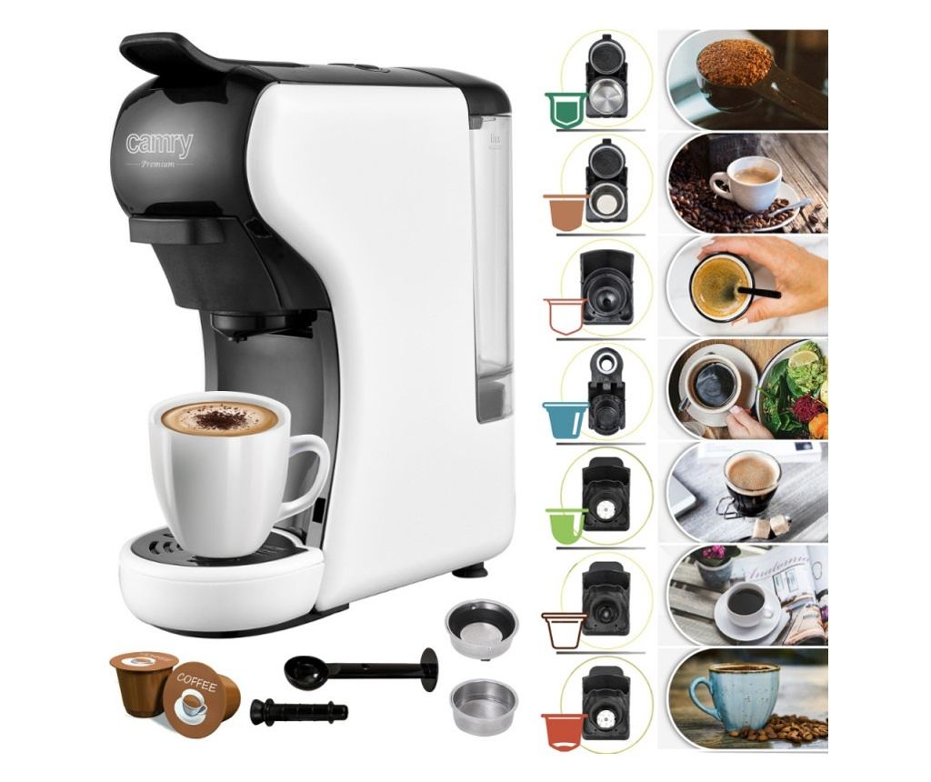 Espressor pentru cafea măcinată și capsule 9in1 Camry CR 4414, 3000W, 19 bar, Negru/alb - 4