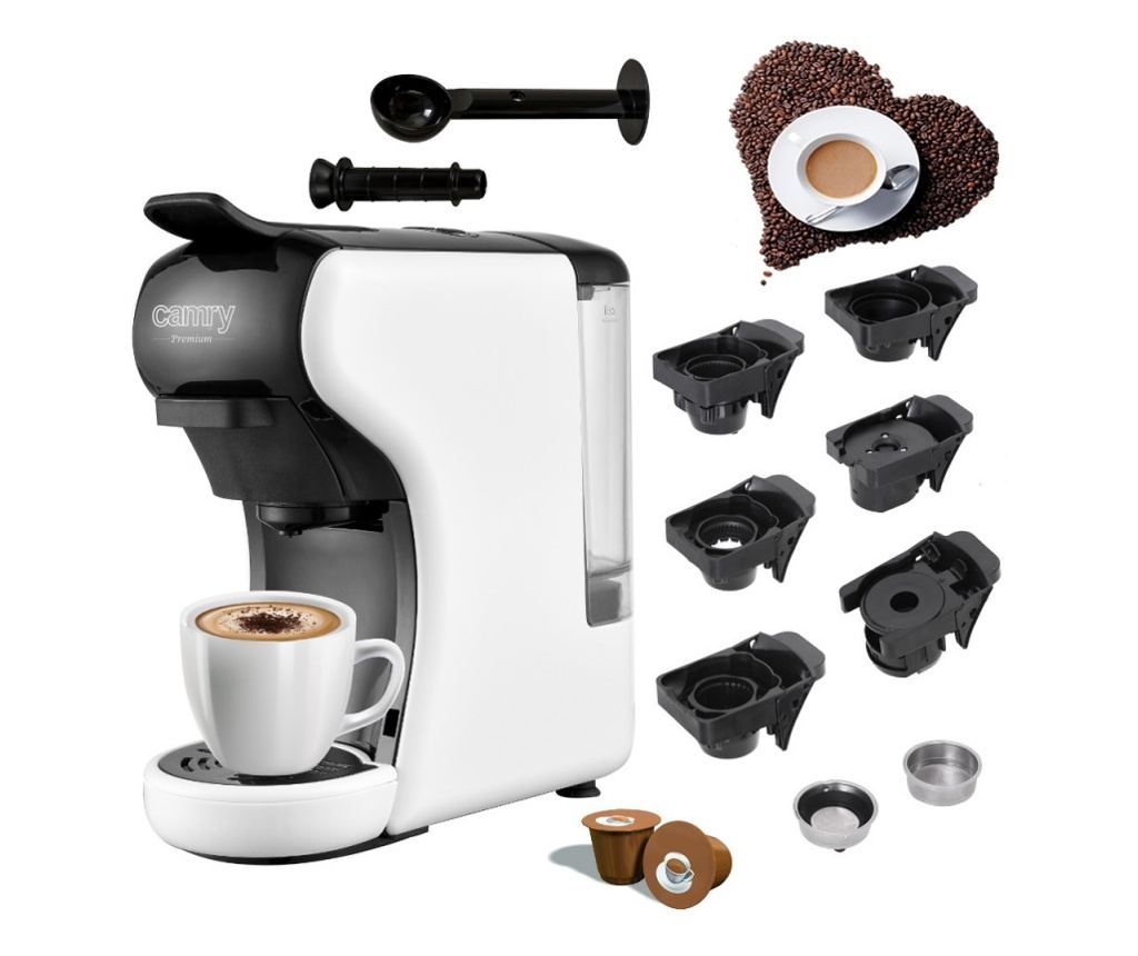 Espressor pentru cafea măcinată și capsule 9in1 Camry CR 4414, 3000W, 19 bar, Negru/alb - 7