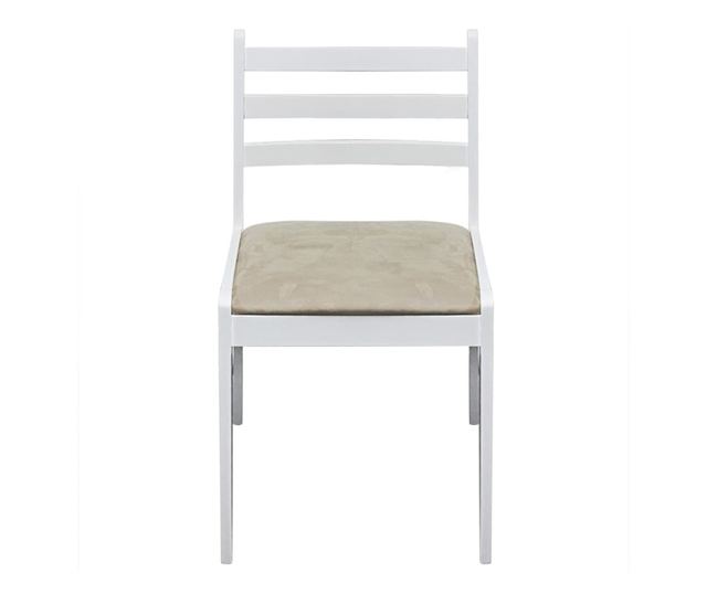 Jedilni stoli 4 kosi beli iz trdnega kavčukovca in žameta