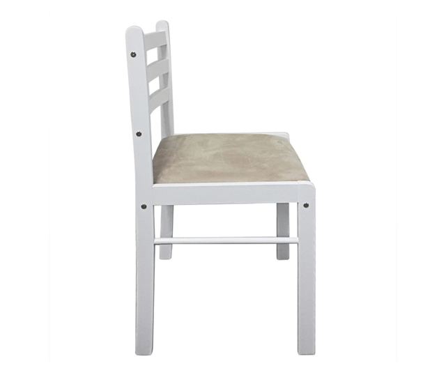 Jedilni stoli 4 kosi beli iz trdnega kavčukovca in žameta