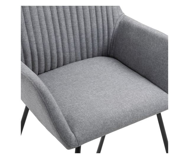 Jedilni stoli, komplet 6, svetlo sivi, blago