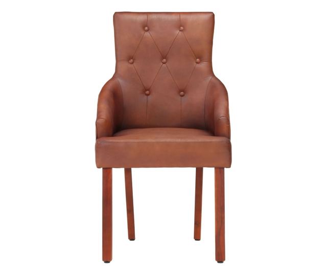 Stolice za kuhinju, 4 kom., smeđe, prirodna kozja koža