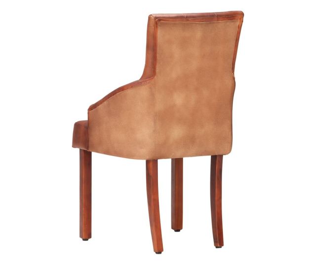 Stolice za kuhinju, 4 kom., smeđe, prirodna kozja koža