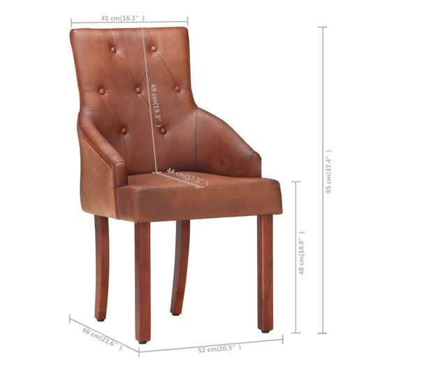 Stolice za kuhinju, 4 kom., smeđe, prirodna kozja koža