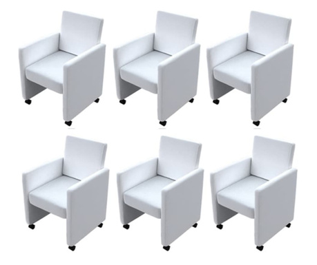Jedilni stoli 6 kosov belo umetno usnje