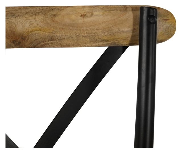 Stolice, križni naslon, 2 kom., crna, masivno drvo manga