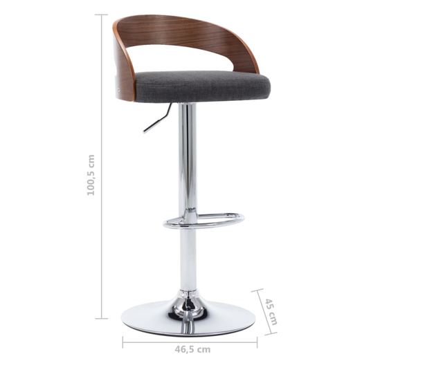 Barski stoli 2 kosa temno sivo blago in ukrivljen les