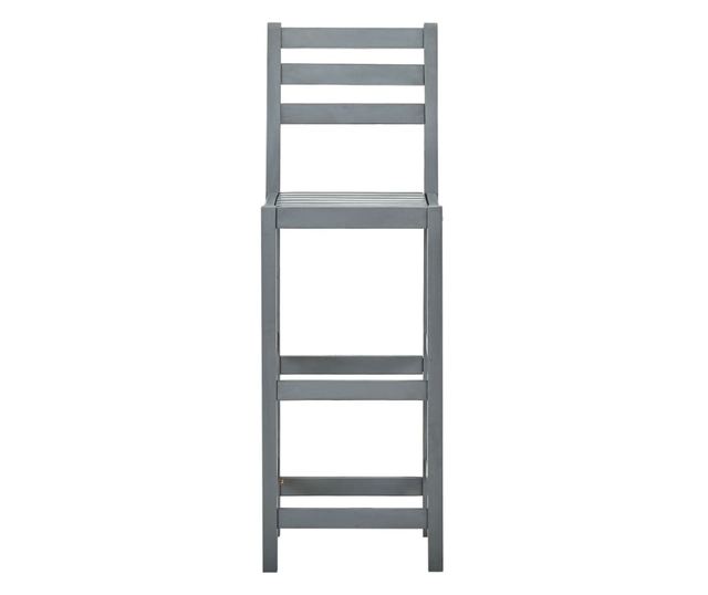 Scaune de bar, 4 buc., gri, lemn masiv de acacia