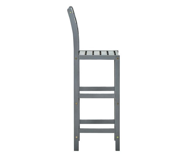 Scaune de bar, 4 buc., gri, lemn masiv de acacia