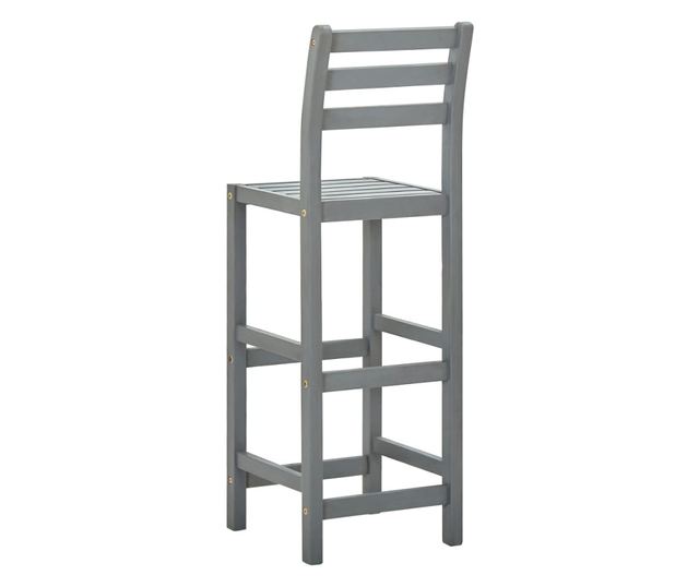 Scaune de bar, 4 buc., gri, lemn masiv de acacia
