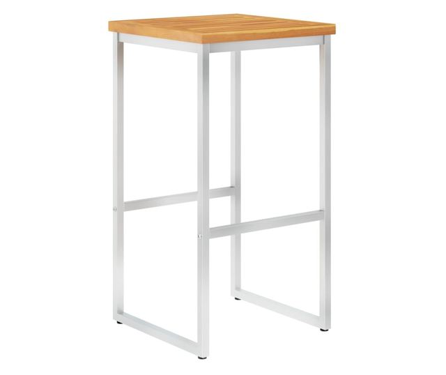 Scaune de bar, 4 buc., lemn masiv de acacia si otel inoxidabil