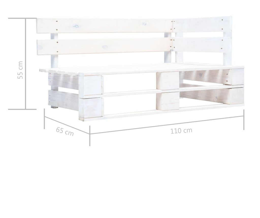 Vrtna kutna garnitura od paleta, bijela, obrađeno borovo drvo - 4