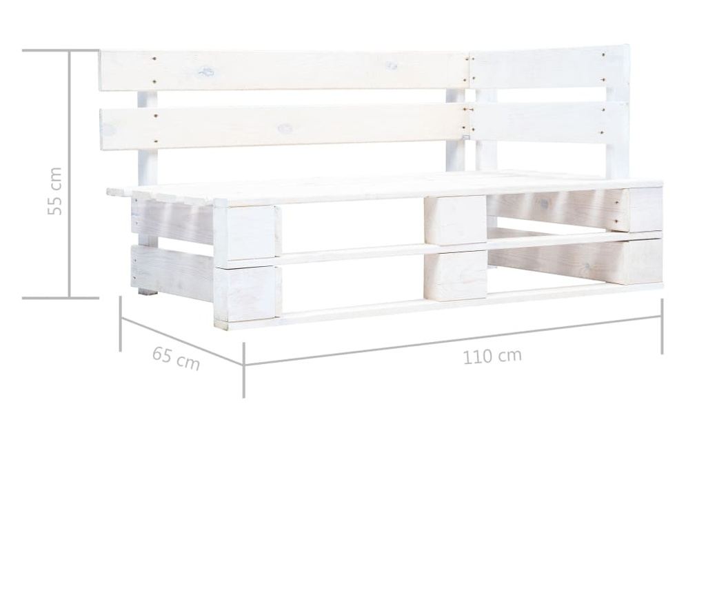 Sofa od paleta za dvije osobe, s jastucima, od bijelog borovine. - 6