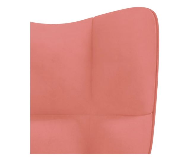 Stolica za opuštanje s tabureom, ružičasta, baršun