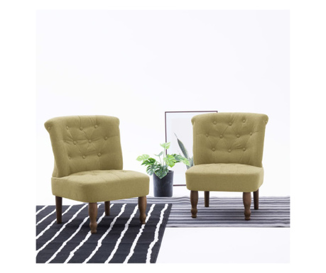 Френски стол, зелен, текстил