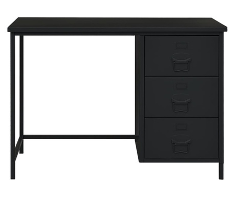 fekete acél ipari stílusú íróasztal fiókokkal 105 x 52 x 75 cm