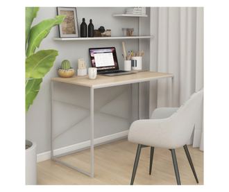 Stol za računalo bijeli i boja hrasta 110x60x70 cm od iverice