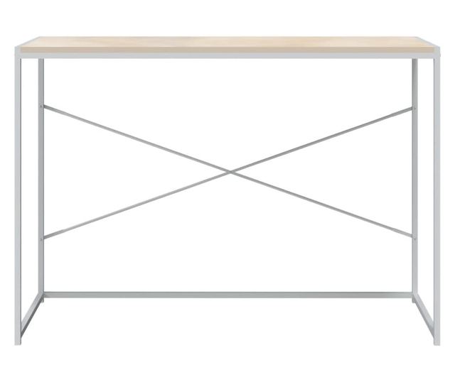 Stol za računalo bijeli i boja hrasta 110x60x70 cm od iverice