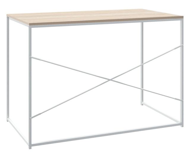 Stol za računalo bijeli i boja hrasta 110x60x70 cm od iverice