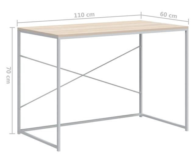 Stol za računalo bijeli i boja hrasta 110x60x70 cm od iverice
