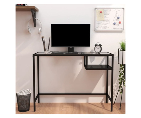 Компютърно бюро, черно, 100x36x74 см, стъкло