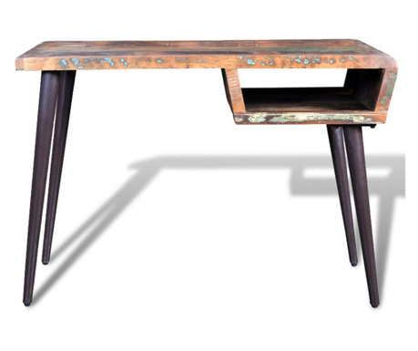 Újrahasznosított fa íróasztal vaslábbakkal