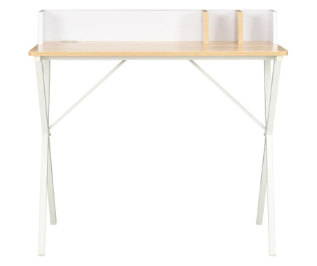 fehér és természetes színű íróasztal 80 x 50 x 84 cm
