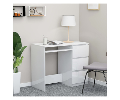 fehér magasfényű forgácslap íróasztal 90 x 45 x 76 cm