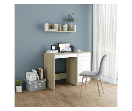 fehér-sonomatölgy színű forgácslap íróasztal 100 x 50 x 76 cm