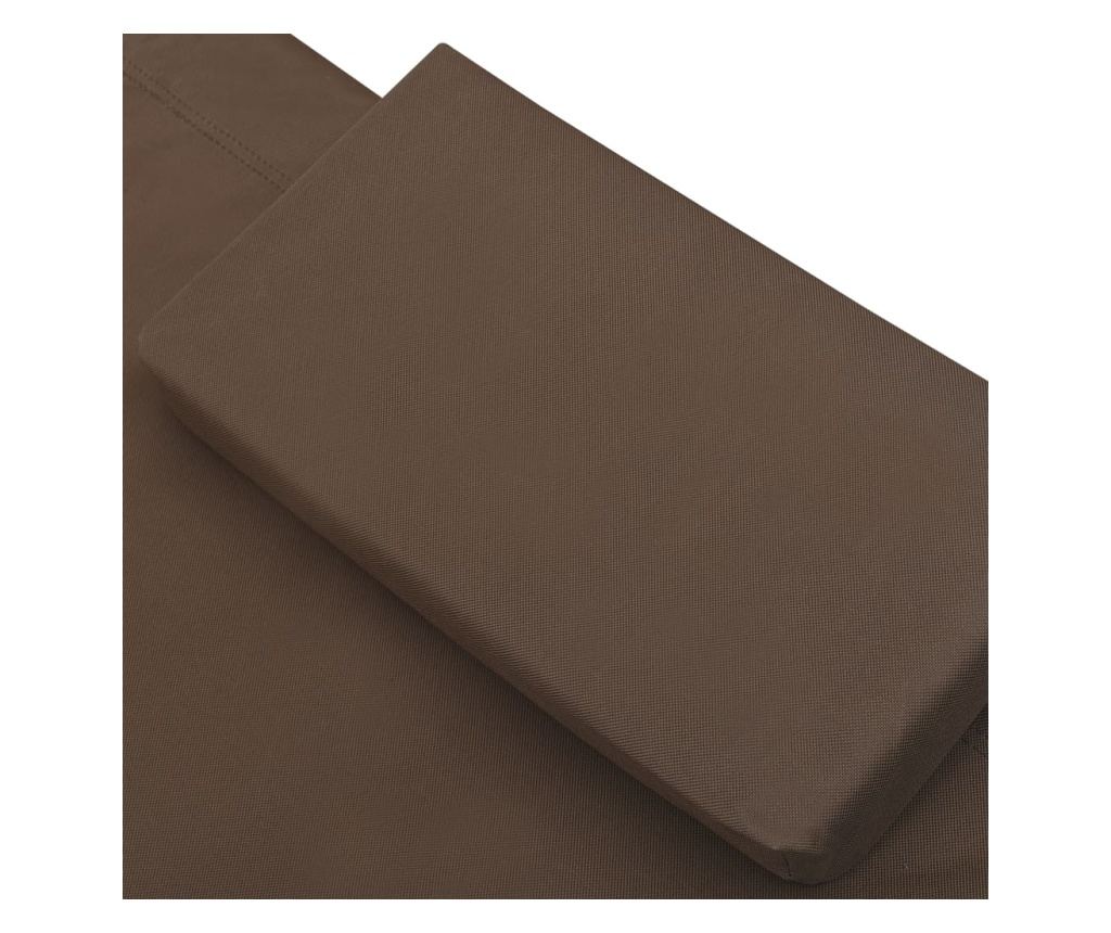 Zunanja ležalnika, rjava, tekstilni material - 5