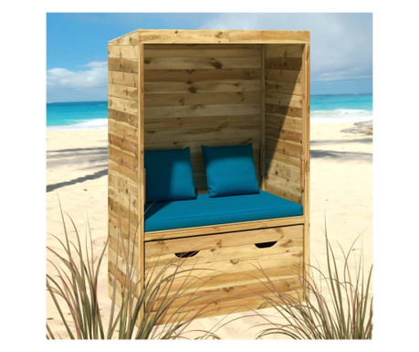 Kosz plażowy z szufladą, 112x60x168 cm, lite drewno sosnowe