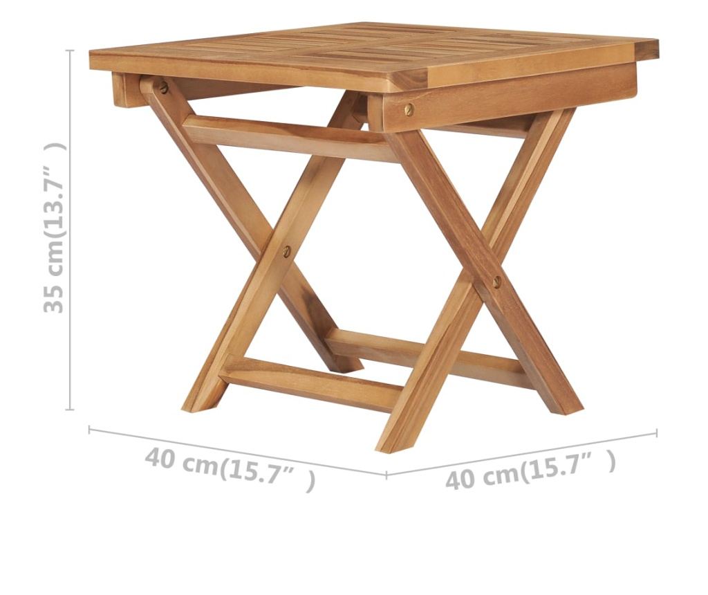 Сгъваем комплект градински мебели, 3 части, масивно тиково дърво - 10