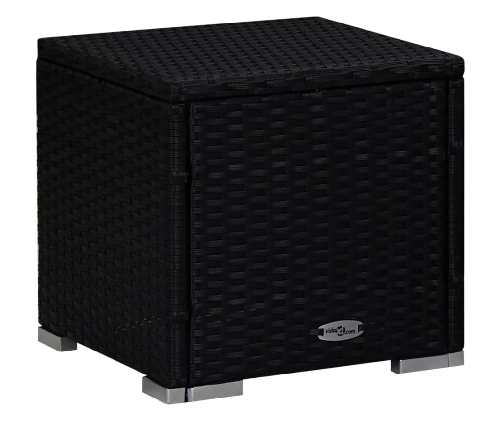 Градински шезлонги, комплект от 3 части с масичка, черен, полиратан - 7