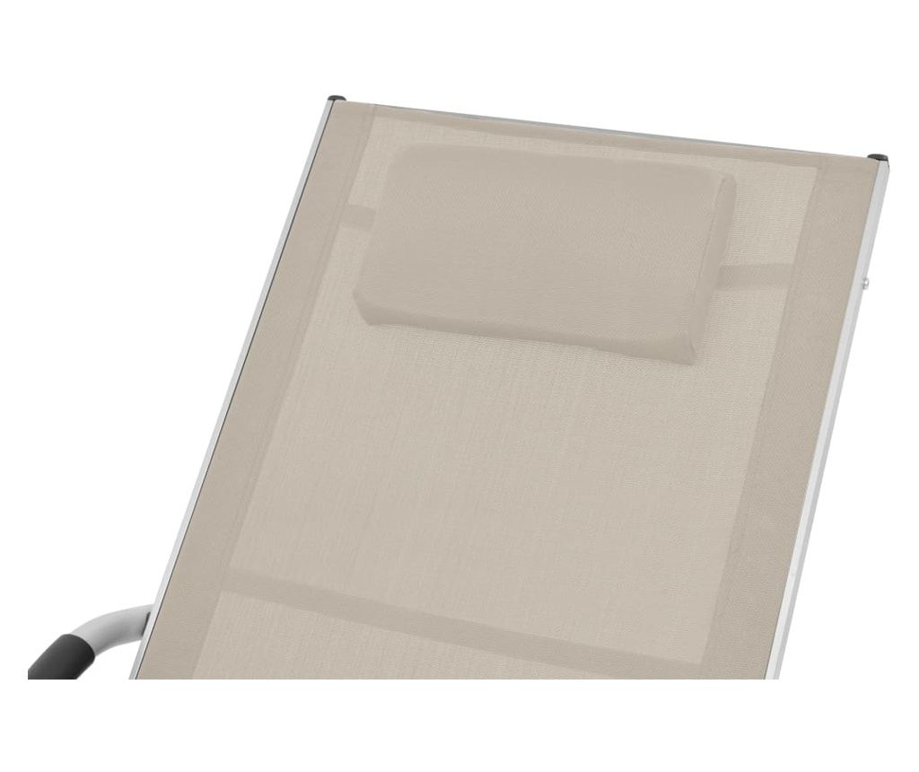 Ležalnik s blazino, krem, aluminij in tekstilen. - 5