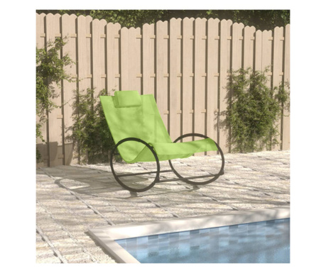 Ležaljka za sunčanje s jastukom zelena od čelika i tekstilena
