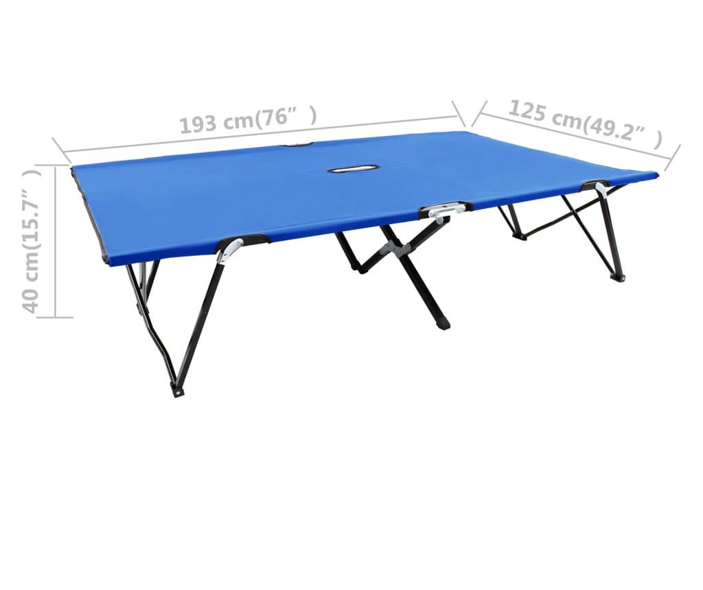 Zložljiv ležalnik za 2 osebi, modra, jeklo - 8