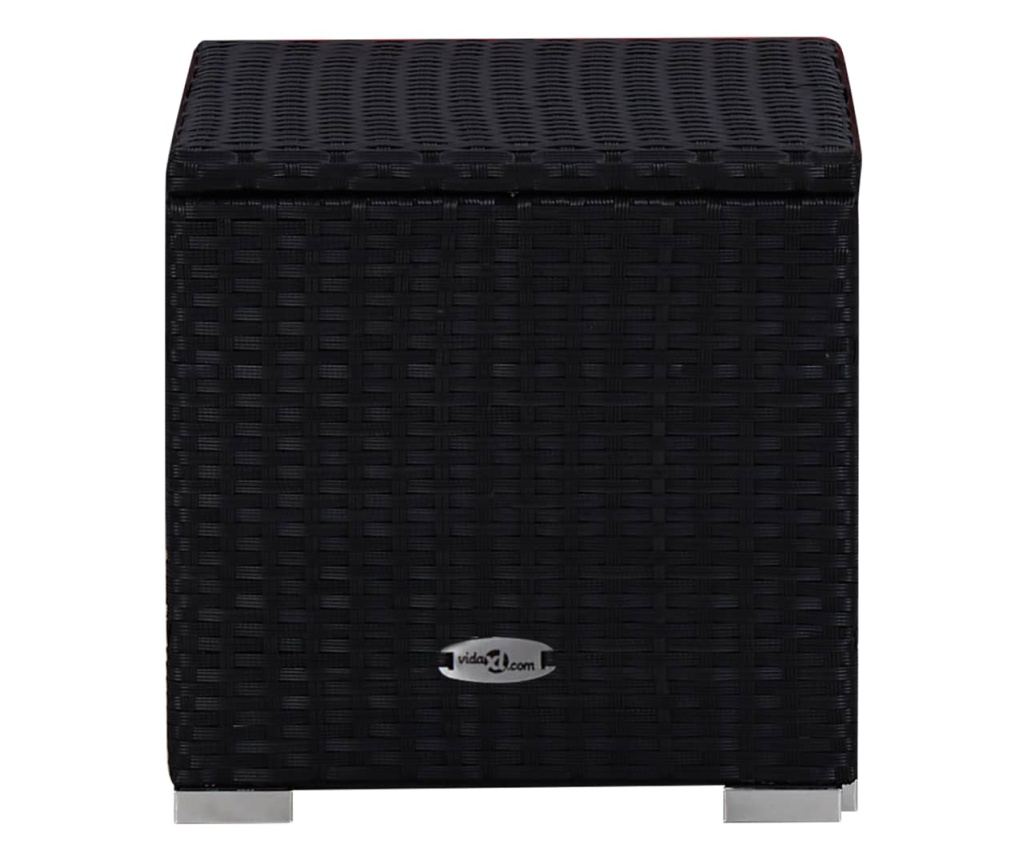 Градински шезлонги, комплект от 3 части с масичка, черен, полиратан - 6