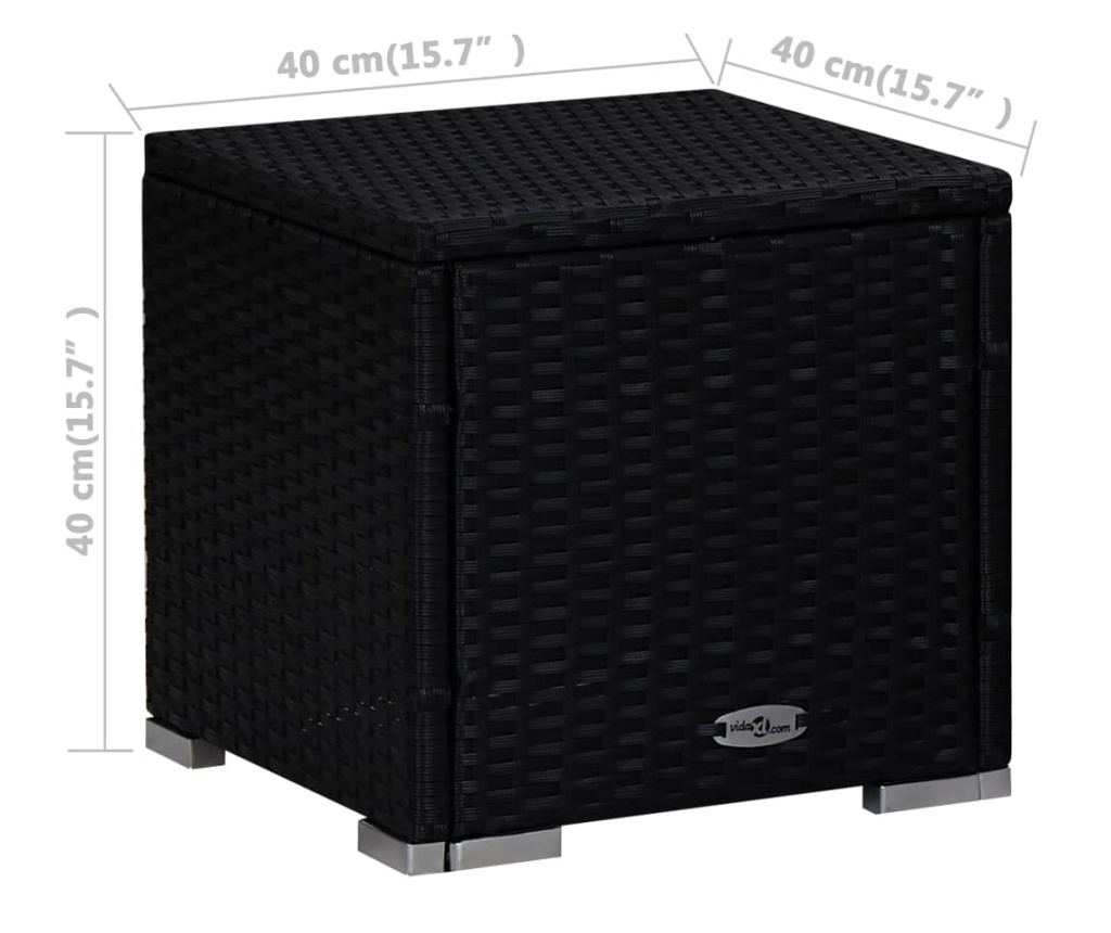 Градински шезлонги, комплект от 3 части с масичка, черен, полиратан - 10