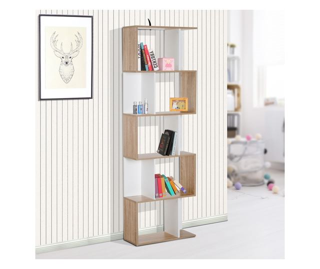 Homcom Librarie De Perete Moderna 5 Rafturi In Lemn Alb, 60x24x184.5cm