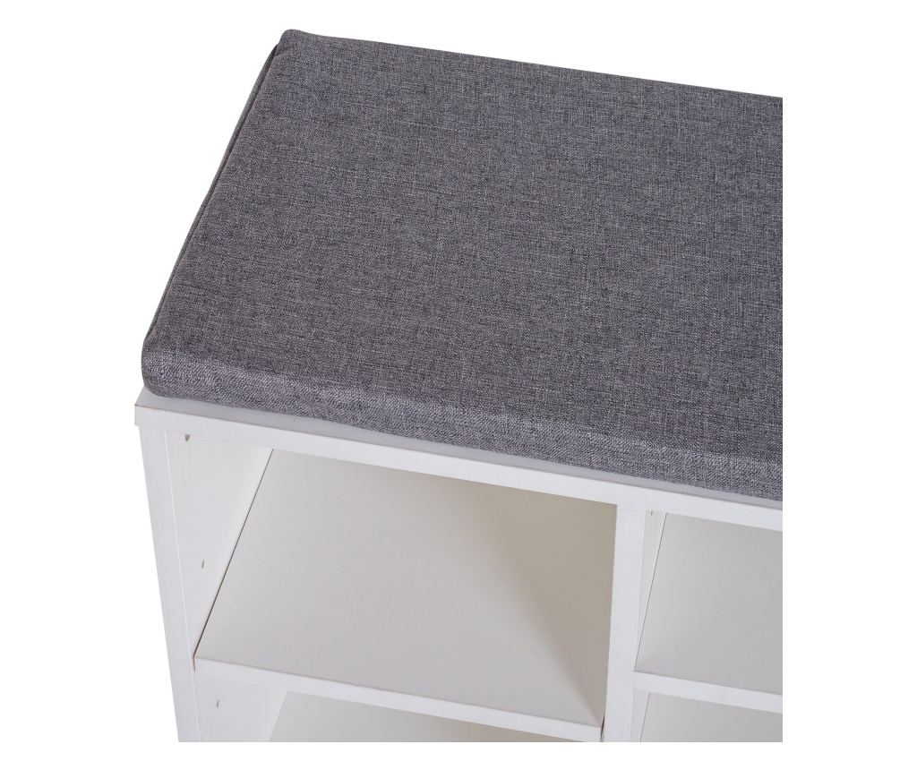 Homcom Bancuta Dulap Pantofi Cu Rafturi Reglabile In Lemn Alb Si Gri, 104x30x48cm - 4