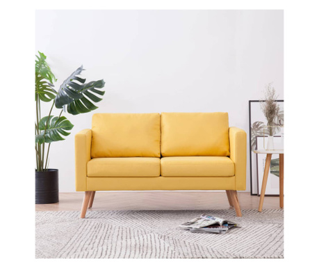 2-местен диван, текстил, жълт
