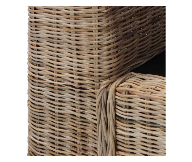 Canapea de 3 locuri cu perne, natural, ratan