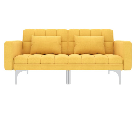Разтегателен диван, жълт, текстил