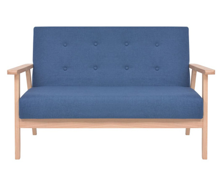 Canapea pentru 2 persoane, material textil, albastru