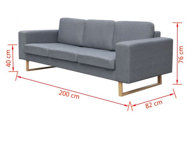 Canapea textila pentru 3 persoane, Gri deschis