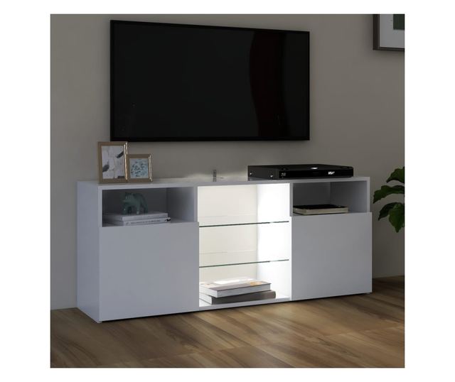 TV ormarić s LED svjetlima bijeli 120 x 30 x 50 cm