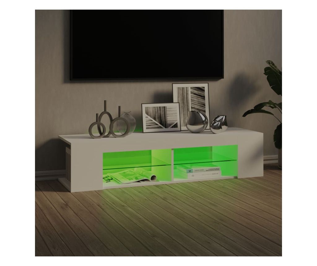 TV ormarić s LED svjetlima bijeli 135 x 39 x 30 cm - 6